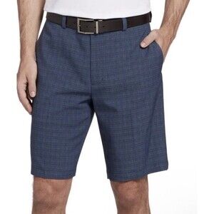 Walter Hagen Perfect 11 Golf 10" Shorts Size 38 Tonal Plaid Blue